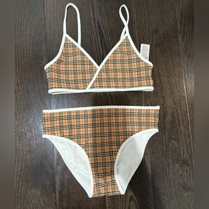 Burberry Kids Bikini in Orange and Black Check
